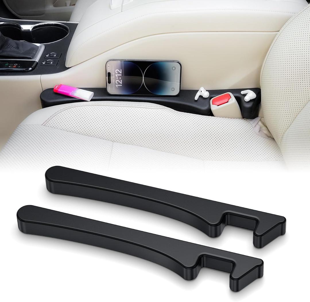 Car Seat Gap Filler 2pcs Seat Side Gap Filler Organizer Universal Car Gap Filler Stopper Fit Car SUV Truck, Fill Gap Between Seat & Console Prevent Falling Essential Car Interior Accessories (Black)