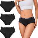 Incontinence Underwear for Women Leakproof 2.0 High Absorbency Period Panties Ladies Leakproof Menstrual Bladder Control Washable Cotton Briefs Multipack (Black, S)