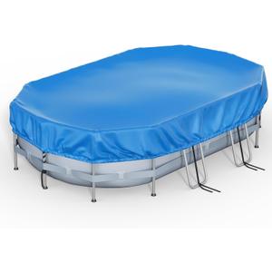 16x10 Oval Pool Covers for Above Ground Pools Tear-Resistant & Windproof | 5-Layer Heavy-Duty PE Solar Pool Cover, Fits Bestway/Intex/Coleman 16x10 or 14x8 Frame Pools