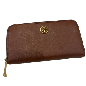 Tory Burch Brown Leather Robinson Zip Around Wallet