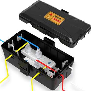 Outdoor Electrical Box (10.6x5.5x4.5 inch),Cover for Extension Cords and Power Strips,Ip54 Protect Power Strip,Weatherproof Outlet Cover for Timer Outlet,Plugs,Sockets,Holiday Light Decoration (Medium, Black)