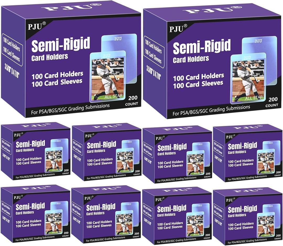 1000ct Semi Rigid Card Holders & 1000ct Card Sleeves for PSA, SGC, BGS, CSG Graded Card Submissions, Semi Rigid Baseball Cards Sleeves Protectors, PSA Graded Trading Cards Sleeve