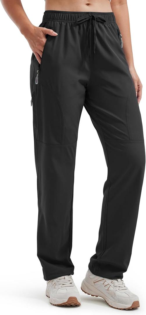 Libin Women's Hiking Pants Lightweight Quick Dry Cargo Pants Casual Safari Work Travel Outdoor Clothes (Medium, Black)
