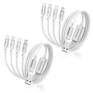 USB C Splitter Multi Charging Cable [2Pack 5ft], USB A/C to USB C QC 3.0 Fast Charging, 4 in 2 Multi Charger Cord with 4 Type C Ports for iPhone 17/16/15 Series, iPad Air/Pro, Samsung Galaxy, Tablets