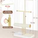 3-Tier Jewelry Stand Jewelry Organizer, Gold Necklace & Bracelet Organizer with Velvet Ring Tray, Sturdy Jewelry Holder for Earrings, Cute & Aesthetic Jewelry Display Tower Gift for Women
