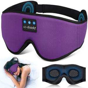 LC-dolida Sleep Headphones, Sleep Mask Bluetooth Wireless Music Eye Mask, Sleeping Headphones for Side Sleepers Sleep Mask with Bluetooth Headphones Ultra-Thin Stereo Speakers Perfect for Sleeping (Classical Purple)