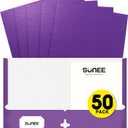 SUNEE Folders with Pockets 3 Hole Punched(50 Pack, Purple), 2 Pocket Folders Fit Letter Size Paper, Paper File Folder for School Office Home Business