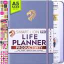 Life Planner - Undated Daily, Weekly & Monthly Planner with Budget Section | A 12 Month Journey to Increase Productivity & Happiness | Life Organizer & Gratitude Journal - Horizontal Format (Violet)