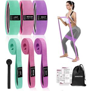 Large Fabric Resistance Bands for Working Out, Loop Exercise Bands for Booty Leg, Butt, Glutes, Stretch Workout Bands for Women & Men, Hip Elastic Bands for Home Gym Fitness, Yoga, Pilates (1.Green, Pink, Purple (Long and Short 6 PCS))