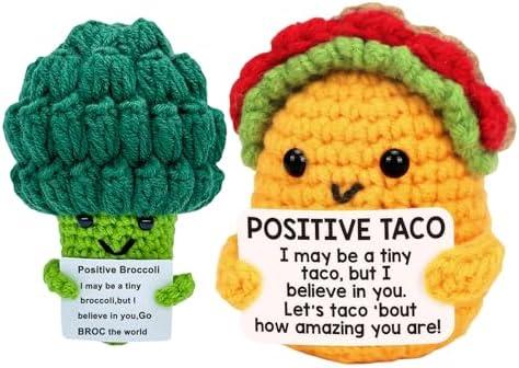 Mom Sister Gifts for Mothers Day Friends Birthday Gift for Women Men, Mini Positive Taco Emotional Inspirational Support Handmade Knitted Crochet Animals Christmas Stocking Idea Cute Desk Decor 3 Pack