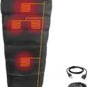 Heated Sleeping Bag 5pcs Multi USB Power Support Heating Pads,Operated with Battery Power Bank or Other USB Power Supplies, Portable Compact Bag, Mummy Style.