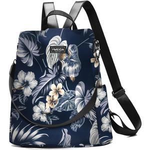 Fmeida Waterproof Backpack Purse for Women Anti Theft Fashion Daypack Nylon Travel Bag Crossbody Shoulder Bag - Hawaii Flower 13"x5.9"x13.9"