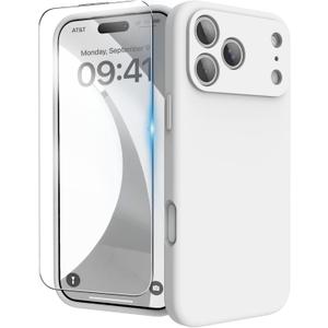 INGIDO for iPhone 17 Pro Case, Liquid Silicone Cover with Camera Protection Anti-Scratch Soft Microfiber Lining Shockproof Protective Phone Case for iPhone 17 Pro 6.3", White