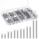 150PCS White Head Screws #6 White Screws for 2.8mm-3.0mm Holes,2,1-1/2,1-1/4,1,3/4,1/2 Size Wood Screws Assortment Kit for Shutters, Book Shelf, Wall Plate, Shiplap, Blank Plates