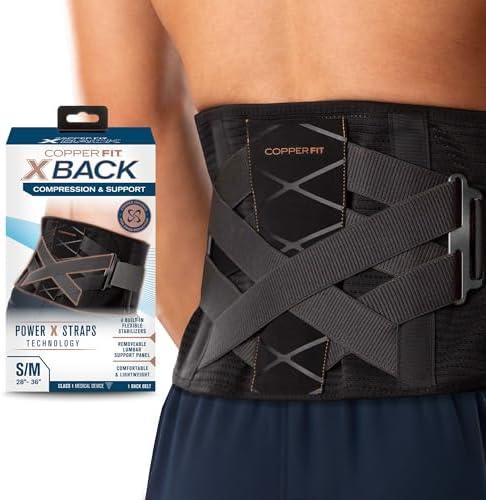 Copper Fit X-Back Brace for Lower Back Pain, Lumbar Support, Herniated Disc, Sciatica, Arthritis – Adjustable, Breathable Design - for Men and Women (Large/XLarge)