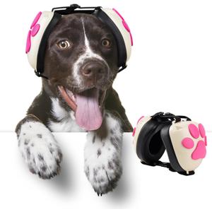 NRR Noise Cancelling Headphones with Dog Paw Design, Calming (L, Pink)