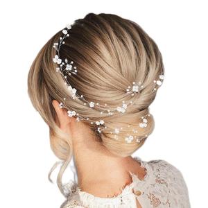 Bridal Wedding Hair Vine,Extra Long Pearl and Crystal Beads Bride Head Piece,Silver Hair Accessories for Women and Girls (Silver)