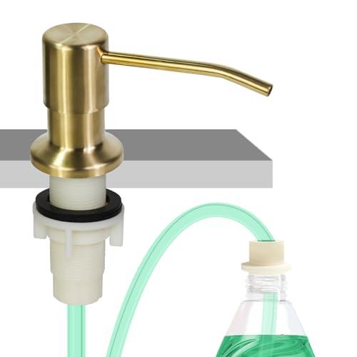 Soap Dispenser for Kitchen Sink, Built in Sink Soap Dispenser, Countertop Soap Dispenser Pump with 47" Extension Tube kit, No Need to Fill Little Bottle Again, Golden