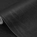 seonta Black Contact Paper 17.8"x118" Wood Peel and Stick Wallpaper Waterproof Removable Self Adhesive Wall Paper Cover Wood Vinyl Wrap for Countertop Desk Table Cabinets