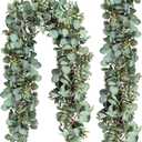 Ouddy Decor 2 Pack Eucalyptus Garland Total 13.1 Ft Lush Silver Dollar Leaves Boxwood Artificial Faux Greenery Vines for Baby Shower Wedding Party Table Runner Room Home Mantle Decor