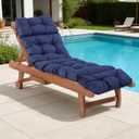 Chaise Lounge Cushions Outdoor, Waterproof & Fade Resistant Patio Lounge Chair Cushions for Outdoor Furniture, Chaise Cushion with Ties for Patio, Pool, Lawn and Beach, 75.1x22.8x4.7 Inch, Navy Blue