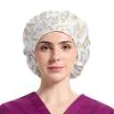 Bouffant Caps Shower Cap with Button and Sweatband, Adjustable Scrub Caps for Women Men Multi Color
