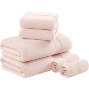 Madison Park Turkish 100% Cotton 600Gsm Luxury Premium Thick Soft Absorbent Hotel Bathroom Towel Set Shower Hand Face Washcloths, Assorted Sizes, Blush 6 Piece