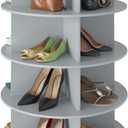 SpaceAid 4 Tier Rotating Shoe Rack Tower, Spinning Shoe Display Lazy Susan, Revolving 360 Shoe Rack Storage Round Carousel, Vertical Handbag Rotate Shoes Closet Organization (4-Tier Gray)