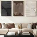 Azartslr 3D Abstract Textured Wall Art, Modern Black Beige Sandstone Wall Decor For Living Room, Brown Minimalism 3piece Home Bedroom Art Painting, Minimalist Artwork Dining Room Pictures Decoration, 20''W x 30''H x 3