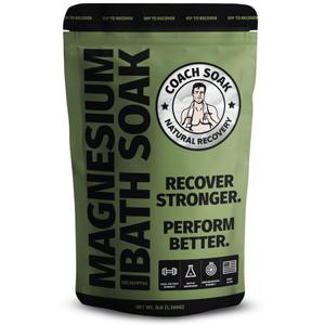 Coach Soak: Recovery Bath Soak  Rejuvenating Post Workout Natural Magnesium Flakes - 21 Minerals, Essential Oils & Dead Sea Bath Salts - Absorbs Faster Than Epsom Salts, 3lbs (Eucalyptus Tea Tree) (48 Ounce (Pack of 1))