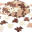 500 Pcs 1.2 Inch Bear Confetti Baby Shower Cream Brown Decoration We Can Barely Wait Bear Shaped Paper Confetti Table Scatter First Birthday Decorations for Boy Girl Home Party Table Supply