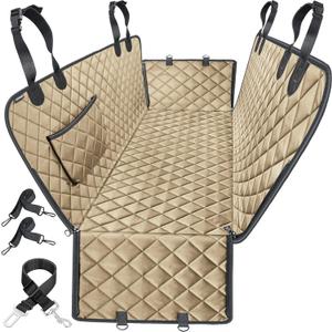URPOWER Dog Car Seat Cover for Back Seat Waterproof Seat Cover Hammock 600D Heavy Duty Scratch Proof Nonslip Durable Soft Backseat Covers for Cars Trucks and SUVs (Standard - 54" Length, Light Brown)