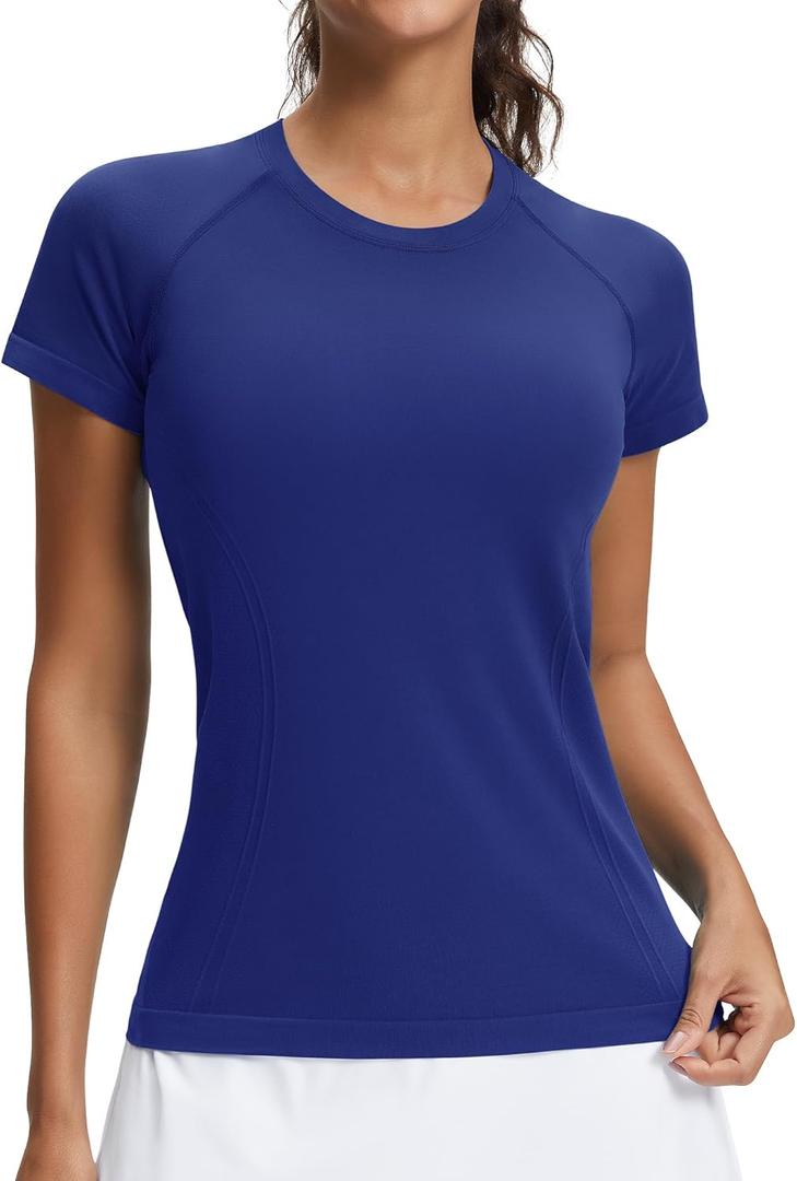 Stelle Women Seamless Workout Shirts Short Sleeve Athletic Top Yoga Gym Running T-Shirts