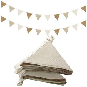 Oudain 15.5 ft Pennant Banner Flags, 2 Pcs Nursery Garland Triangle Bunting Flag Baby Banner for Nursery Decor Baby Birthday Boho Wedding Shower Party Event, Each 7.75 ft(Simple Color)