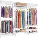 VIPEK V5 Portable Closet Wardrobe Heavy Duty Clothes Rack, Freestanding Clothing Racks with 4 Hang Rods & 8 Shelves, Adjustable Custom Closet Racks, 68.9" L x 15.7" W x 76.4" H, Max Load 890LBS, White