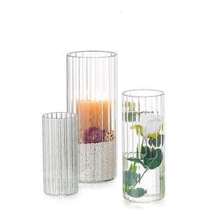 Candle Clear Glass Cylinder Centerpieces Vases Table Decoration 3 Pieces
