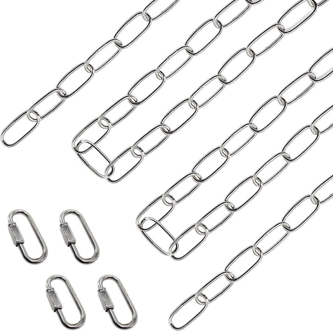 ECUDIS 20 Feet Pendant Light Fixture Chain, Lighting Hanging Chain Extension with Connection Locks, Lighting Chain Replacement for Chandelier, Plants, Fruit Basket (Nickel)