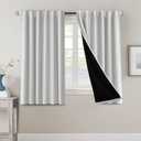 H.VERSAILTEX 100% Blackout Curtains for Bedroom with Black Liner Full Room Darkening Curtain 54 Inch Long Thermal Insulated Back Tab/Rod Pocket Window Drapes for Living Room, 2 Panels, Greyish White