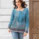 Disamer Long Sleeve Shirts for Women Fall Clothes Teacher Outfits 2026 Button Blouses Dressy Casual Square Neck Tunic Tops (Blue, M)