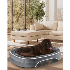 OhGeni Orthopedic Big Dog Couch XX-Large Sized Pet Beds for Mothers Gifts with Comfort Foam Support, Soft Indestructible Fabric, Machine Washable Waterproof Removable Cover, 48-Inch (Gray) (XX-Large (48 x 35 x 7.5 Inch), 01-Gray)