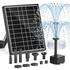 Solar Bird Bath Fountain Pump, 7.5W Outdoor Solar Water Fountain Pump for Bird Bath with 7+ Spray Modes & 5ft Tubing, DIY Solar Powered Water Pump for Garden, Ponds, Pool and Fish Tank