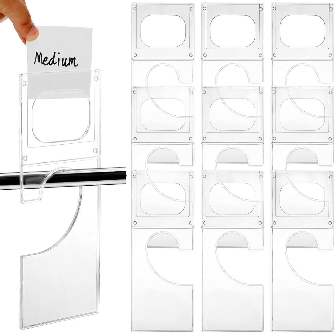 Kathfly 20 Pack Plastic Closet Dividers for Hanging Clothes Transparent Rectangle Rack Size Dividers, Organize Clothes