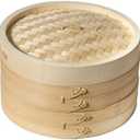 2-Tier Bamboo Steamer Baskets, 10-Inch