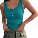 ANRABESS Tank Tops for Women Summer Basic Ribbed Henley Slim Fitted Sleeveless Cami Shirts Button Up Workout Casual Outfits, Large