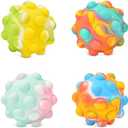 Gifts for Kids 4 Packs Pop Ball Fidget Toy 3D Push Bubble Push Squeeze Ball Sensory Toy Gift Stress Relieving Game for Kids Adult