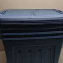 IRIS USA 31 Gallon Eco-Friendly Heavy Duty Storage Totes with Easy-Grip Handles, 4 Pack - Large Bins with Lids Garage Organizing Tubs, Durable Stackable Utility Containers, Made in USA - Navy