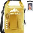 HEETA Dry Bag Waterproof for Women Men, 5L/10L/20L/30L/40L Roll Top Lightweight Dry Storage Bag Backpack with Phone Case for Travel Swimming Boating Kayaking Paddle Board Camping Beach Accessories (Yellow)