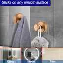 Bntuk Suction Cup Hooks for Shower, Bath Robe Looafh Wreath Hook for Hanging - 2 Pack, Champagne Bronze