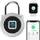 eLinkSmart Gym Locker Padlock with Fingerprint Remote Authorized Unlock Record - Waterproof Security Keyless Smart Lock for School Gym Locker Backpack Gun Case Field Box Silver Support iOS Watch