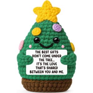 Funny Crochet Christmas Tree Gifts for Women Men,Xmas Sentimental Gifts for Mom Dad Daughter Sister Best Friends,Cute Handmade 2025 Christmas Ornament Decorations,Anniversary Romantic Gift for Her Him
